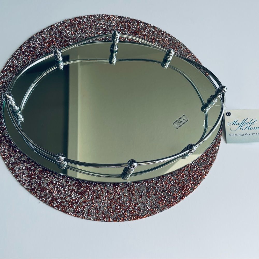 Unique vintage Sheffield Home mirrored vanity tray Brand New